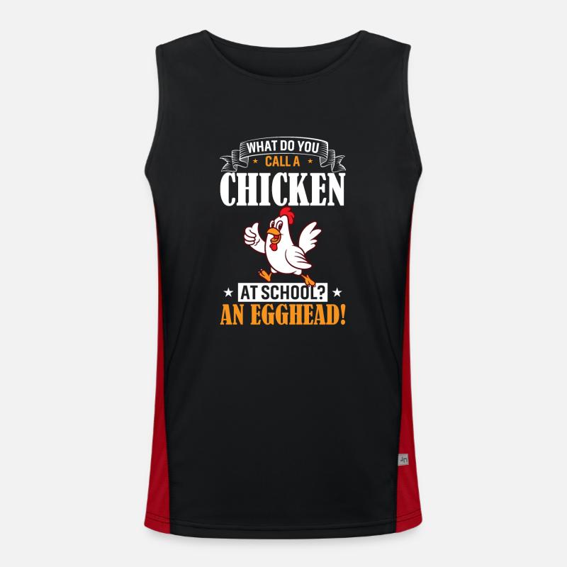 What Do You Call A Chicken At School? An Egghead! Men's Functional Contrast Tank Top 