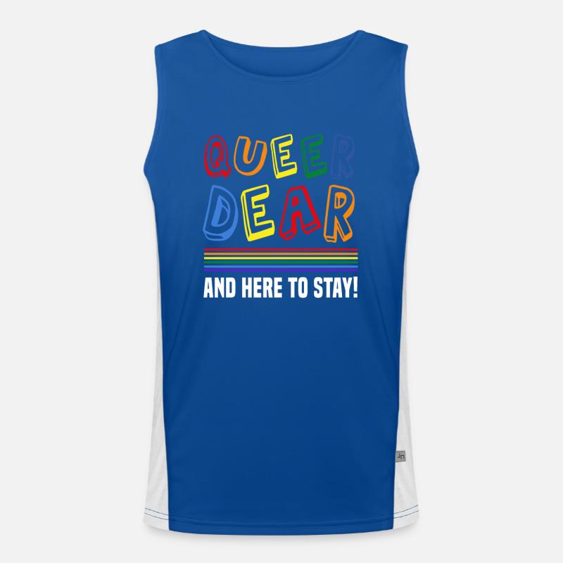 Queer Dear And Here To Stay Funktionelles Kontrast-Tank Top für Männer 