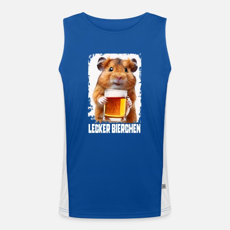 Lecker Bierchen Hamster Funktionelles Kontrast-Tank Top für Männer 