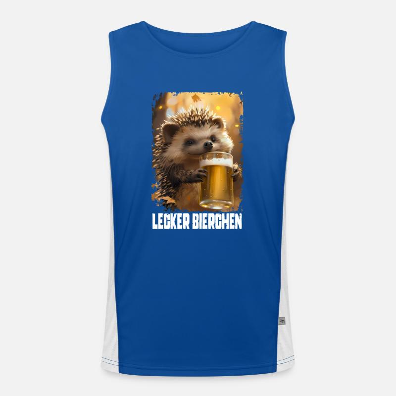 Lecker Bierchen Igel Funktionelles Kontrast-Tank Top für Männer 