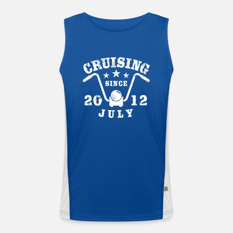 Cruising Biker Geburtstag Juli 2012 Motorrad Funktionelles Kontrast-Tank Top für Männer 