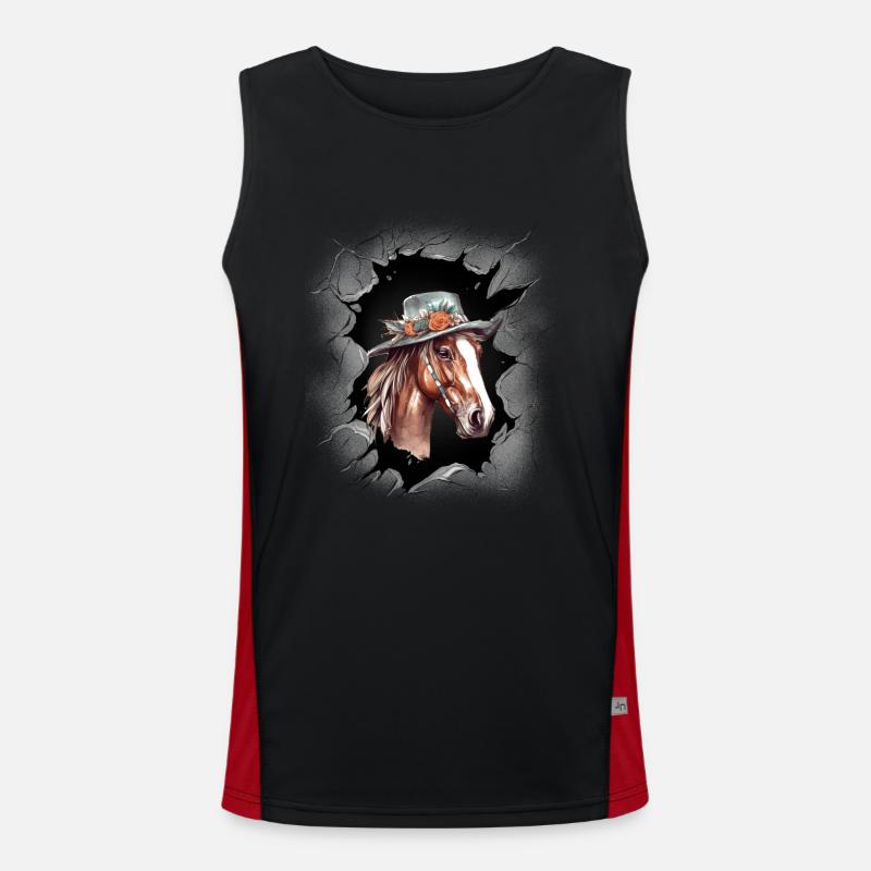 Pferd Pferdekopf Pferd Pony Funktionelles Kontrast-Tank Top für Männer 