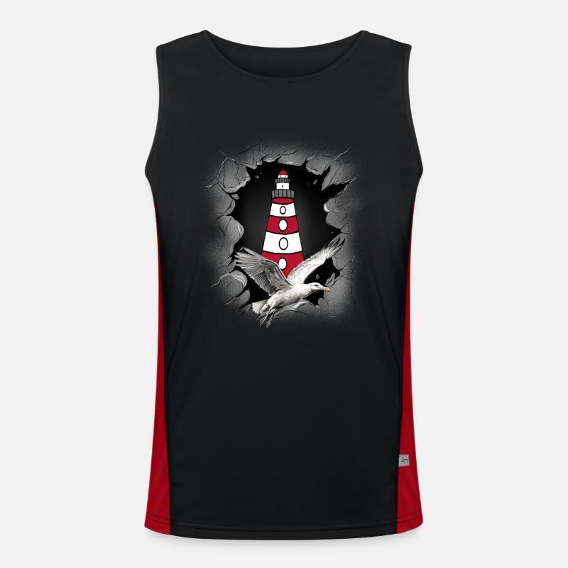 Möwe Leuchtturm maritim Leuchttürme Möwen Funktionelles Kontrast-Tank Top für Männer 