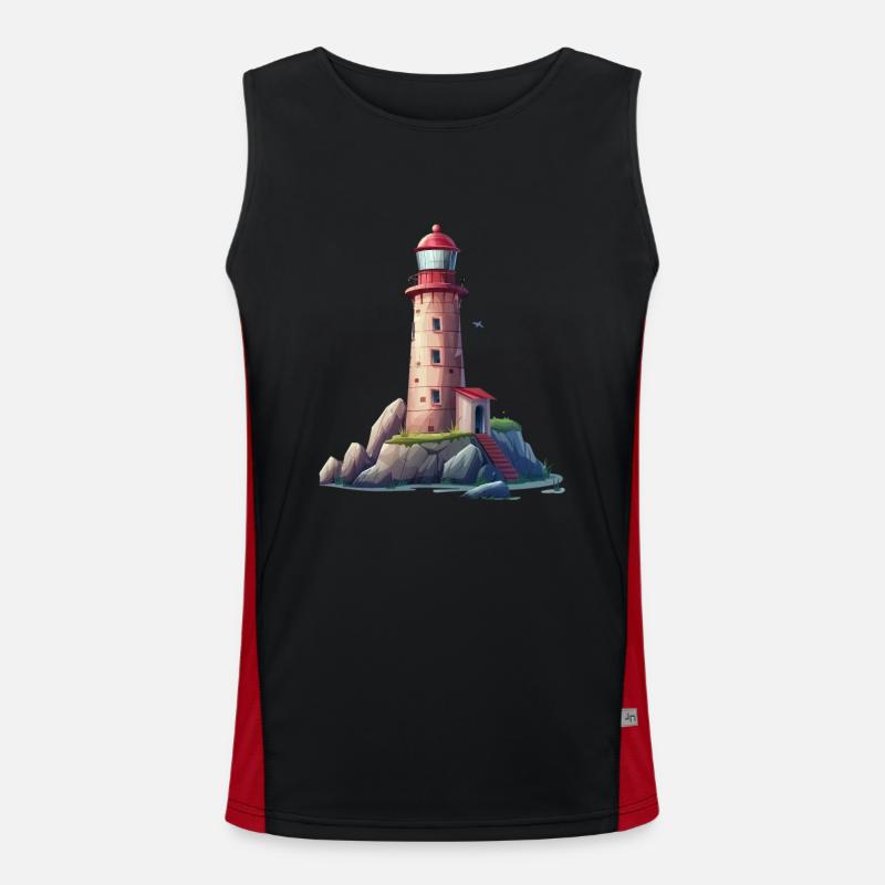 Phare sur la côte rocheuse Débardeur respirant contrasté Homme 