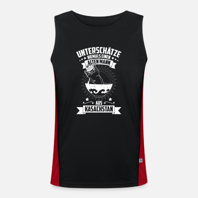UdSSR Kasachstan Herkunft Flage Asien Jurte Funktionelles Kontrast-Tank Top für Männer 