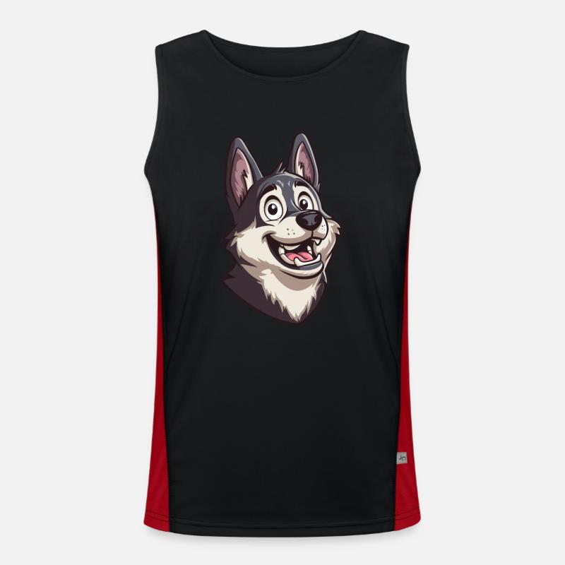 Jämthund | Swedish Elkhound | Cartoon Artwork Funktionelles Kontrast-Tank Top für Männer 