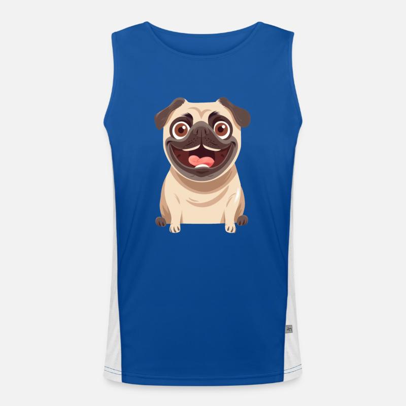 Mops | Pug | Cartoon Artwork Funktionelles Kontrast-Tank Top für Männer 
