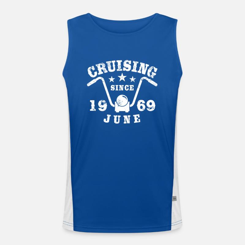 Cruising Biker Geburtstag Juni 1969 Motorrad Funktionelles Kontrast-Tank Top für Männer 