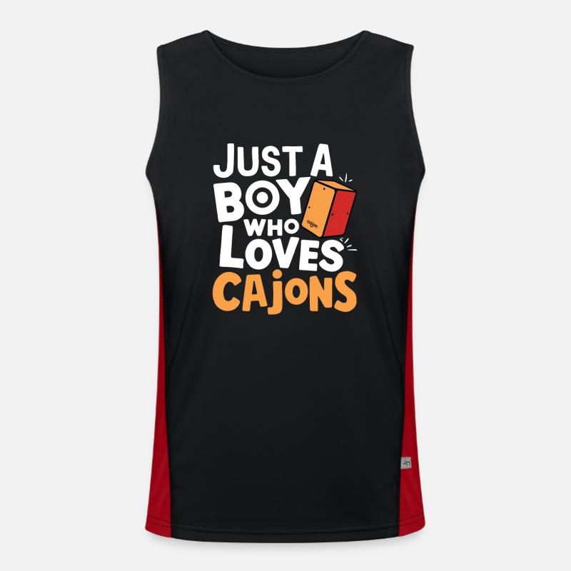 Cajon Player Gift - Men's Functional Contrast Tank Top  - black/red