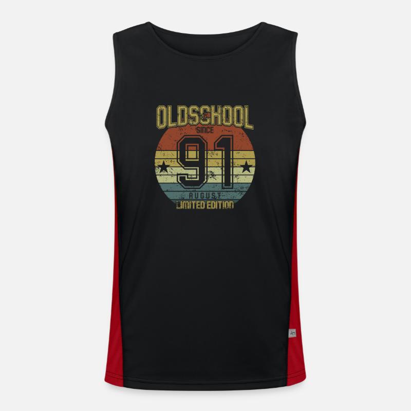 August 1991 - Geburtstag im August Oldschool Funktionelles Kontrast-Tank Top für Männer 
