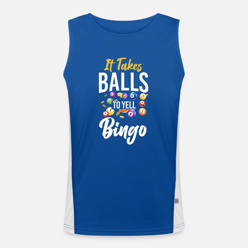 Bingo Player Pun It Takes Balls To Men's Functional Contrast Tank Top 