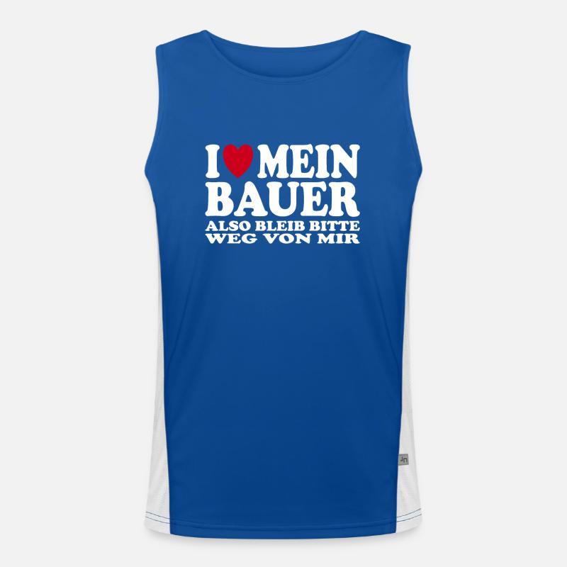 I Love Mein Bauer Also Bleib Bitte Weg Von Mir Funktionelles Kontrast-Tank Top für Männer 