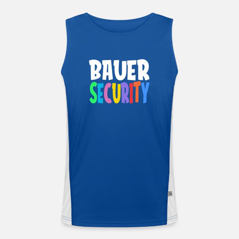 Colorful Bauer Security Rainbow Lettering Logo Funktionelles Kontrast-Tank Top für Männer 
