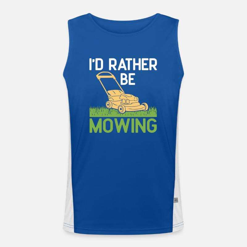 I'd rather be Mowing Funny Lawn Mower Grass Garden Funktionelles Kontrast-Tank Top für Männer 