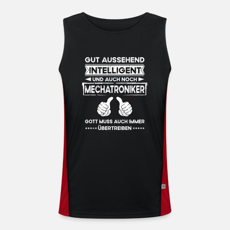 Mechatronics Engineer, Handsome, Intelligent - Men's Functional Contrast Tank Top - black/red