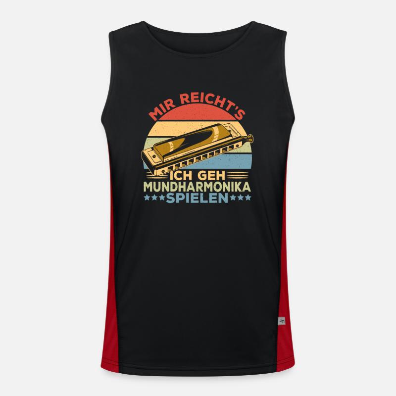 Playing Harmonica Gift Men's Functional Contrast Tank Top 