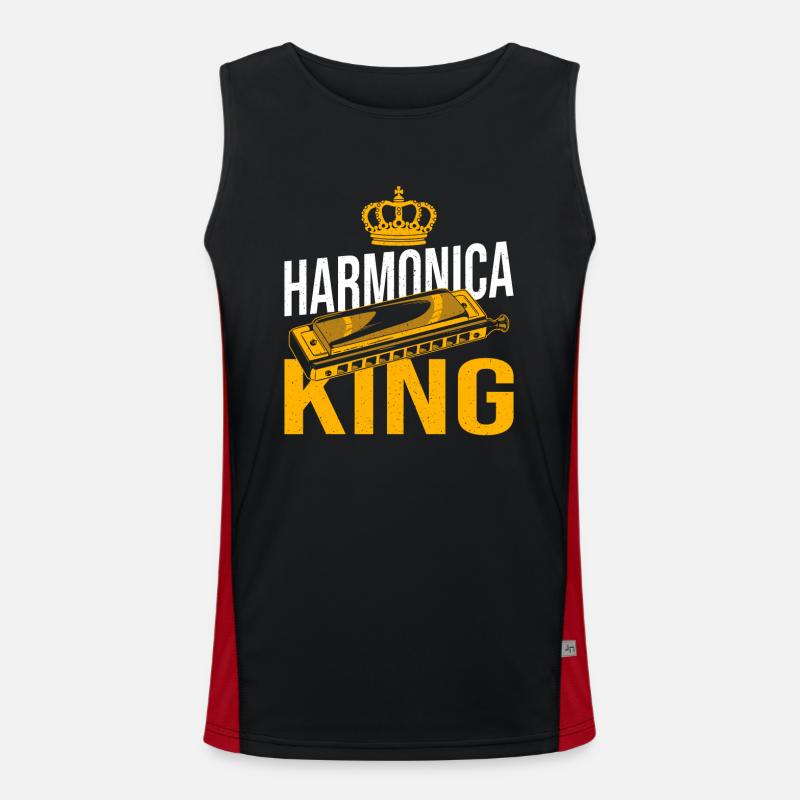 Playing Harmonica Gift Men's Functional Contrast Tank Top 