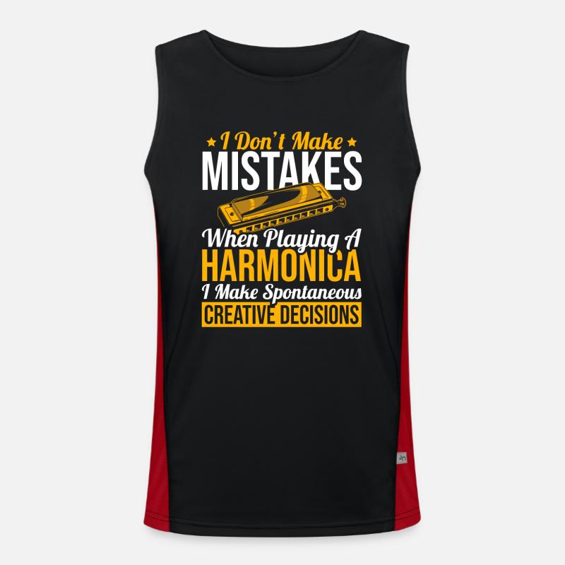 Playing Harmonica Gift - Men's Functional Contrast Tank Top  - black/red