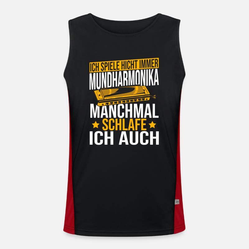Playing Harmonica Gift Men's Functional Contrast Tank Top 