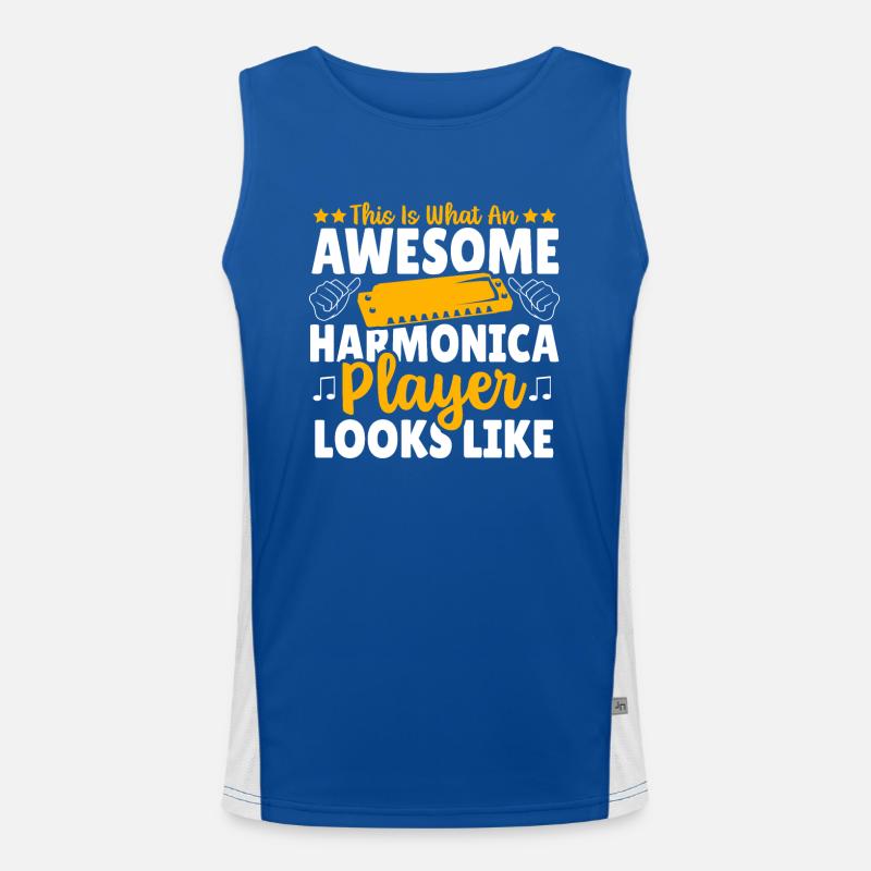 Playing Harmonica Gift Men's Functional Contrast Tank Top 