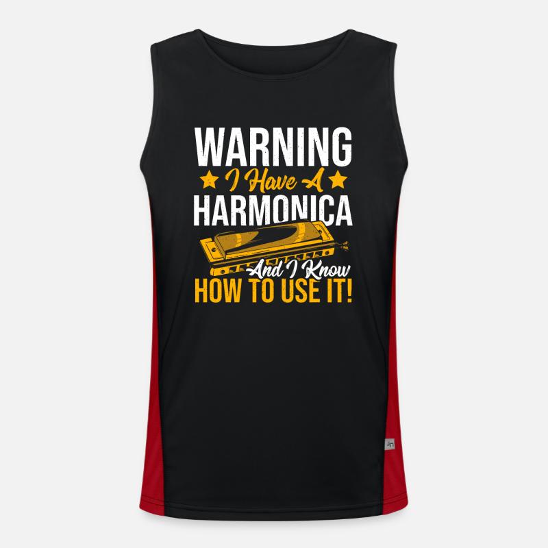 Playing Harmonica Gift Men's Functional Contrast Tank Top 