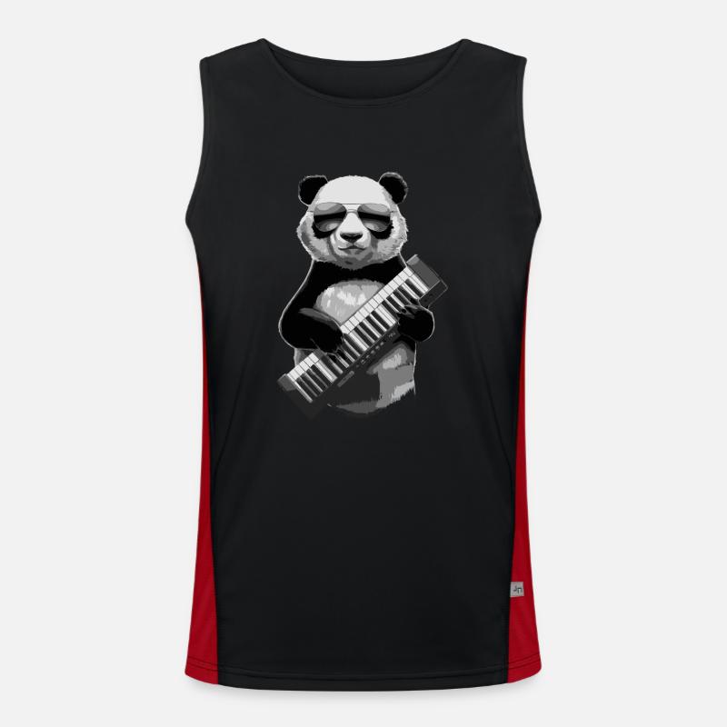 Panda Keytar Keyboard Geschenk Funktionelles Kontrast-Tank Top für Männer 