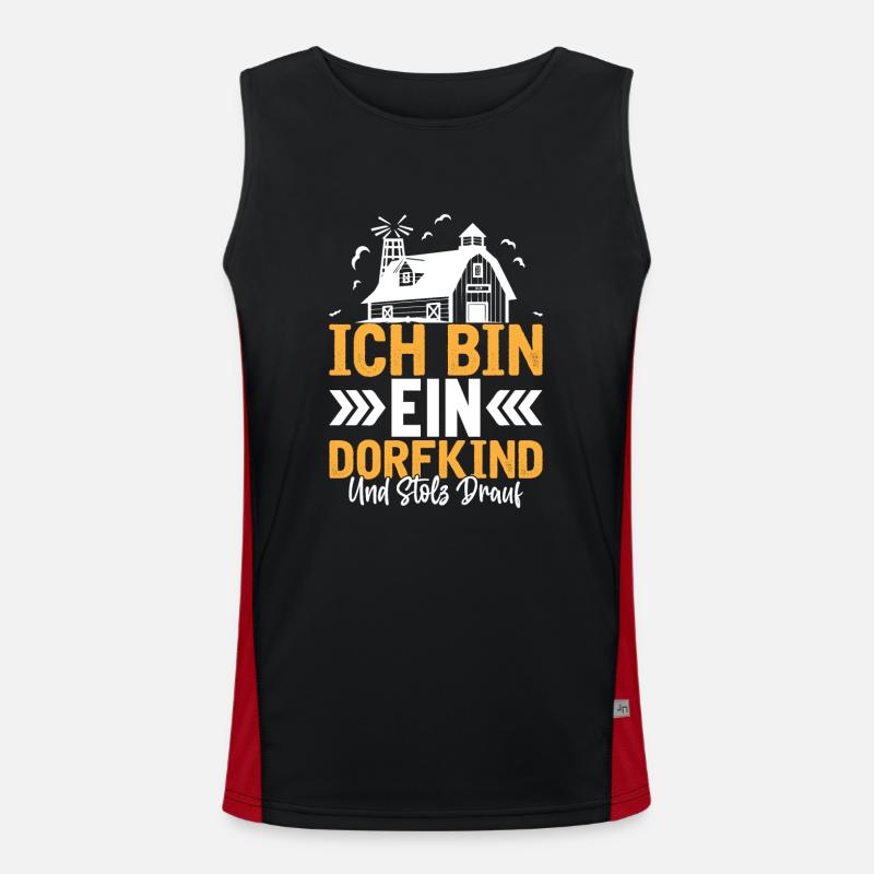 Dorfkind Stolz Drauf Dorfkinder Spruch Statement Funktionelles Kontrast-Tank Top für Männer 