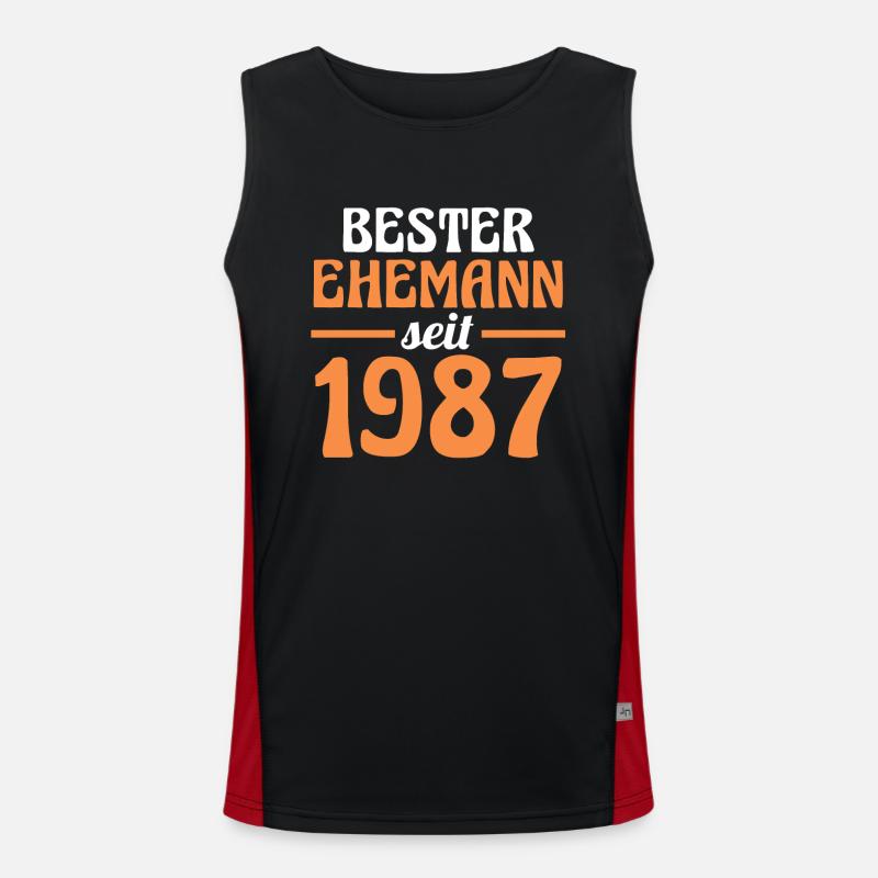 Valentinstag Bester Ehemann Seit 1987 Funktionelles Kontrast-Tank Top für Männer 