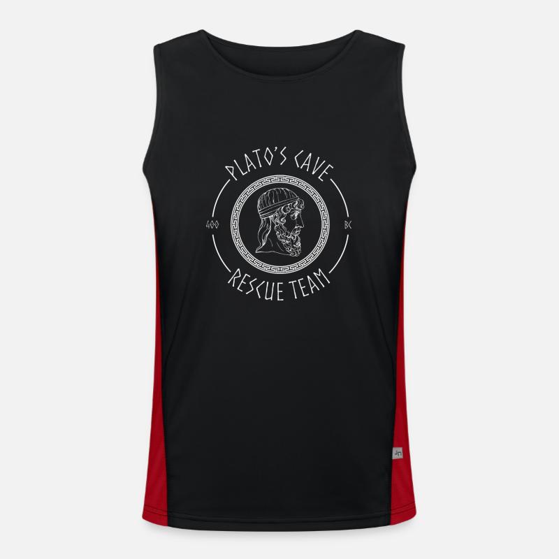 Plato's Cave Ancient Greek Philosophy Fun Men's Functional Contrast Tank Top 