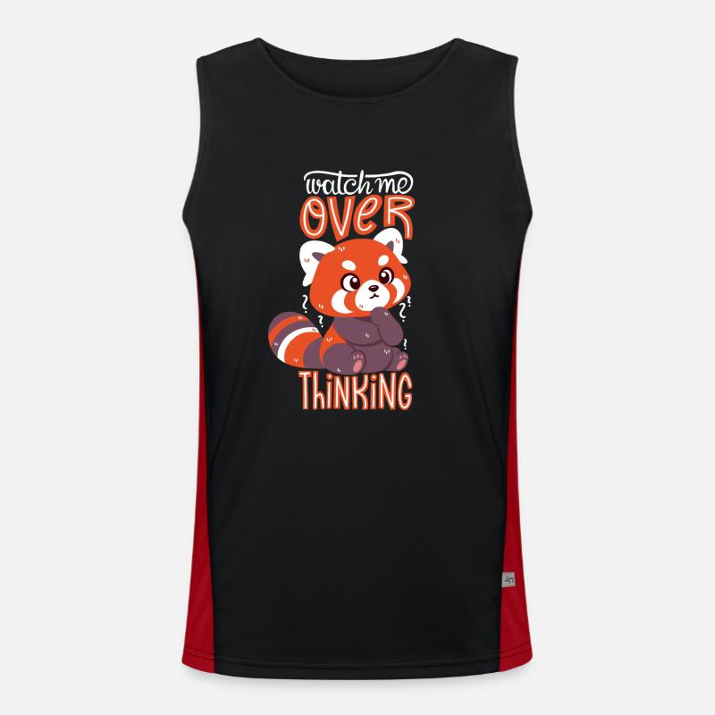 Overthinking Red Panda Funktionelles Kontrast-Tank Top für Männer 