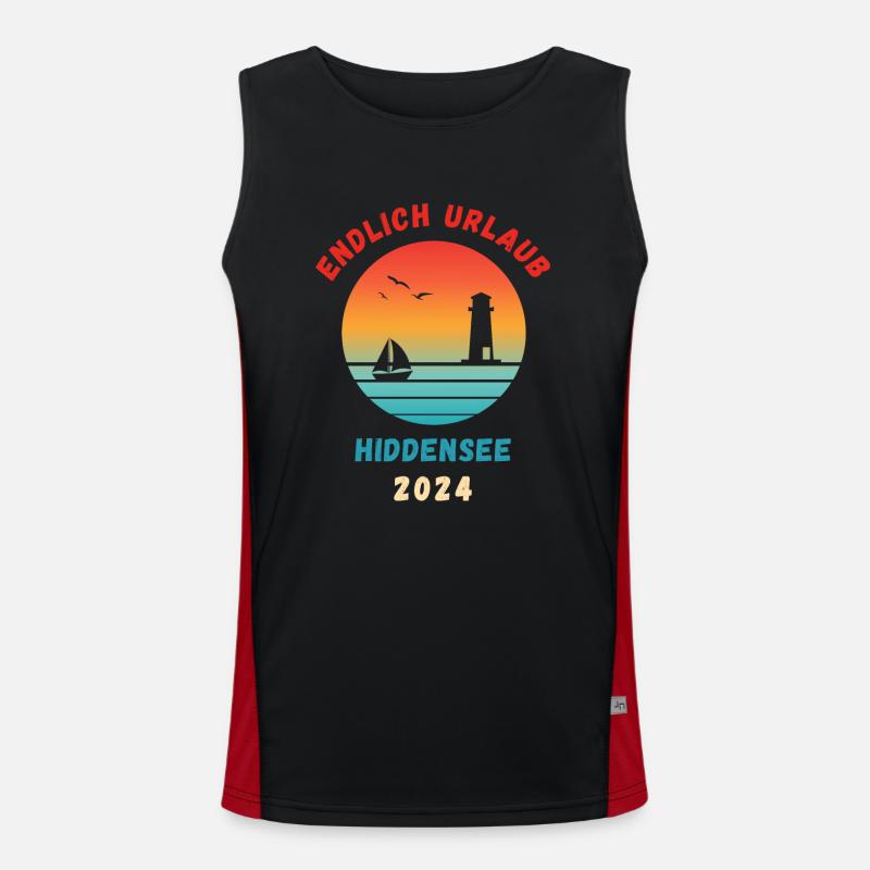 Hiddensee Urlaub 2024 Ostsee Idee Funktionelles Kontrast-Tank Top für Männer 