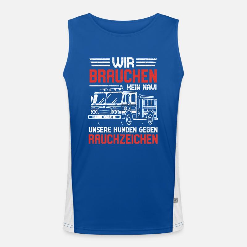 WE DON'T NEED A sat nav fire brigade Men's Functional Contrast Tank Top 