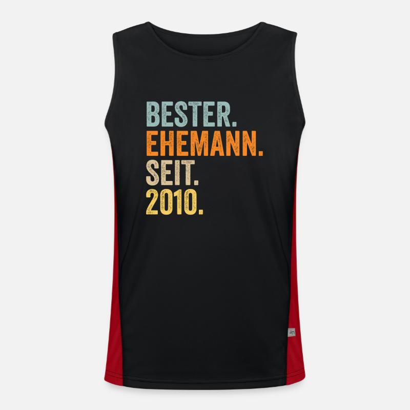 Valentinstag Bester Ehemann Seit 2010 Funktionelles Kontrast-Tank Top für Männer 