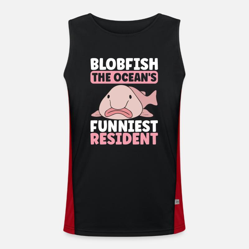 Cute Blob Fish Ugly Fish Men's Functional Contrast Tank Top 