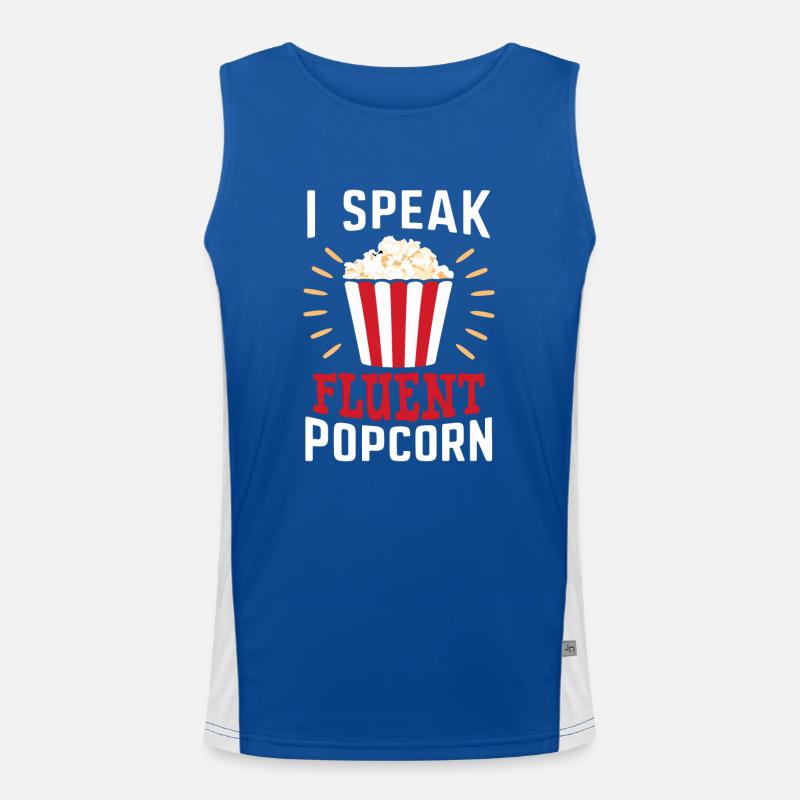 Funny popcorn saying, binge-watching popcorn Men's Functional Contrast Tank Top 