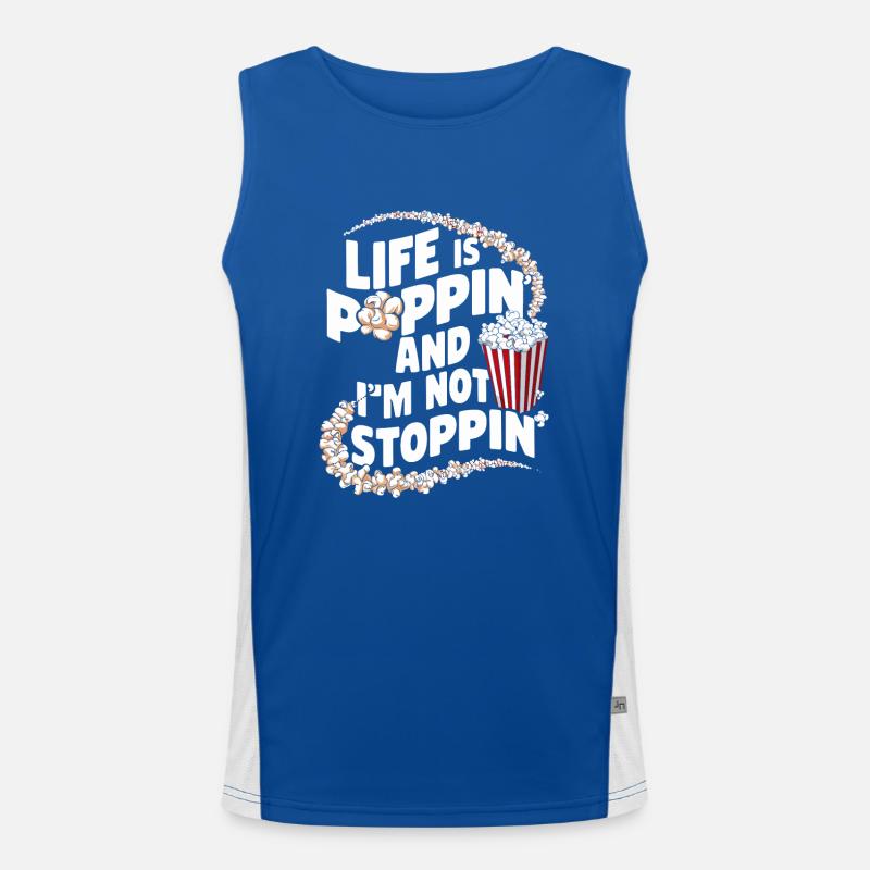 Funny popcorn saying, binge-watching popcorn Men's Functional Contrast Tank Top 