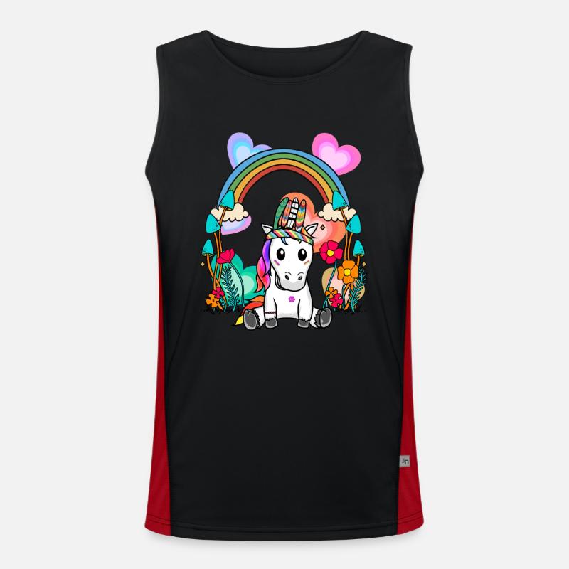 Schamanen Einhorn Pferd Regenbogen Hippie Kind Funktionelles Kontrast-Tank Top für Männer 