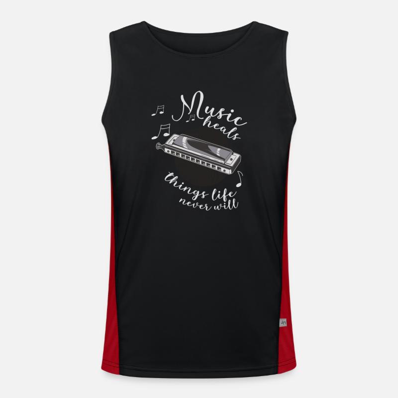 Harmonica Player Musician Harmonica - Men's Functional Contrast Tank Top  - black/red