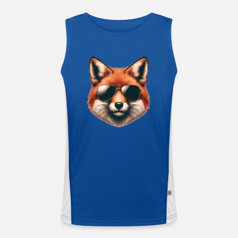 Fuchs Mit Sonnenbrille, Digitale Kunst, Wildtier Funktionelles Kontrast-Tank Top für Männer 