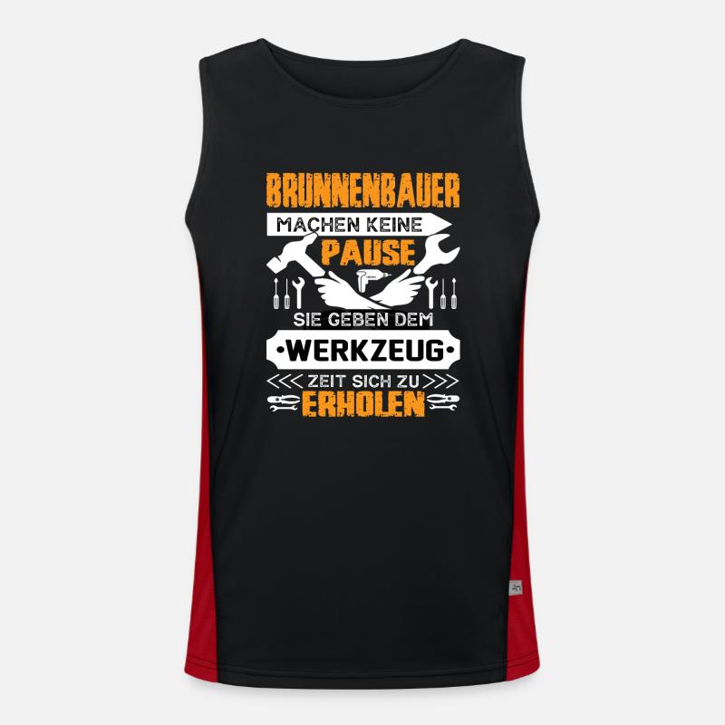 Brunnenbauer Machen Keine Pause Funktionelles Kontrast-Tank Top für Männer 