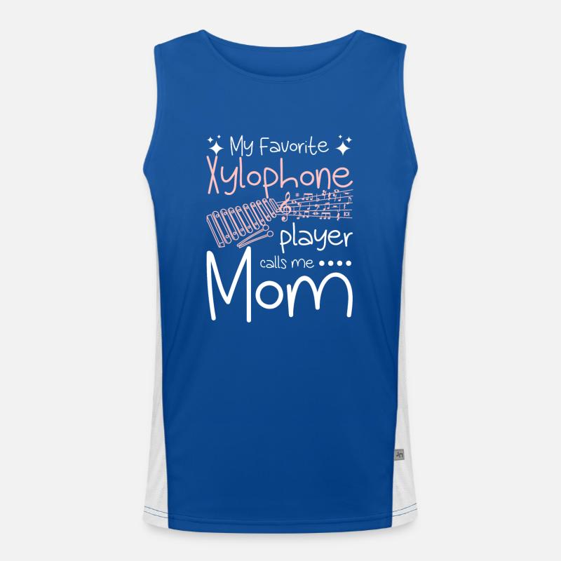 My favorite xylophone player calls me mom Men's Functional Contrast Tank Top 