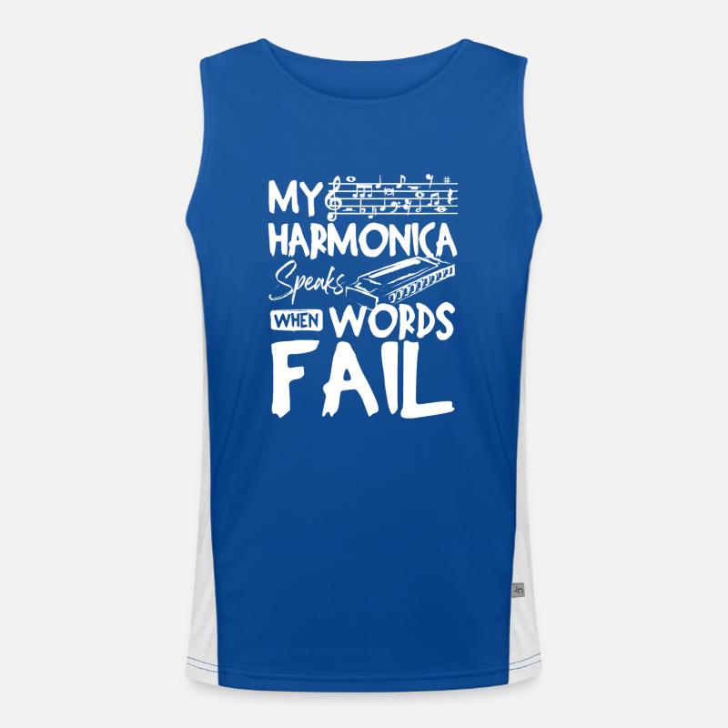 My harmonica speaks when words fail Funktionelles Kontrast-Tank Top für Männer 