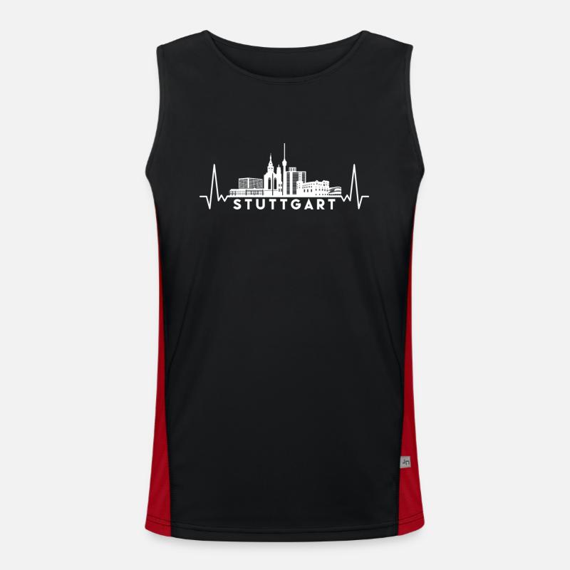 Heartbeat Skyline Germany Stuttgart Men's Functional Contrast Tank Top 