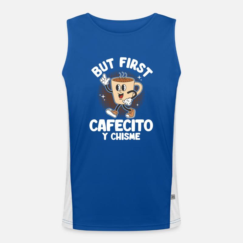 Cafecito Spanisch Kaffee Funktionelles Kontrast-Tank Top für Männer 