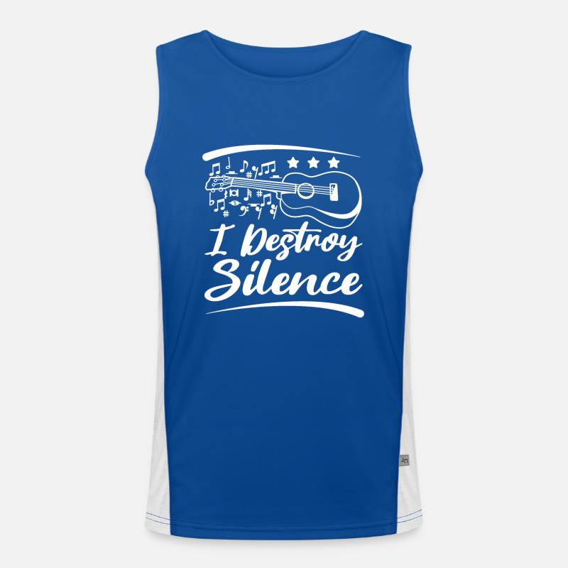 I destroy silence playing ukulele Funktionelles Kontrast-Tank Top für Männer 