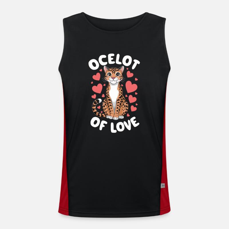 Ocelot Wild Cat Exotic Pets Jungle Big Cat Men's Functional Contrast Tank Top 
