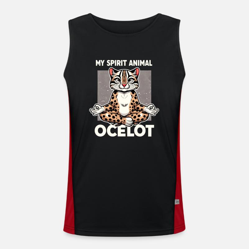 Ocelot Wild Cat Exotic Pets Jungle Big Cat Men's Functional Contrast Tank Top 
