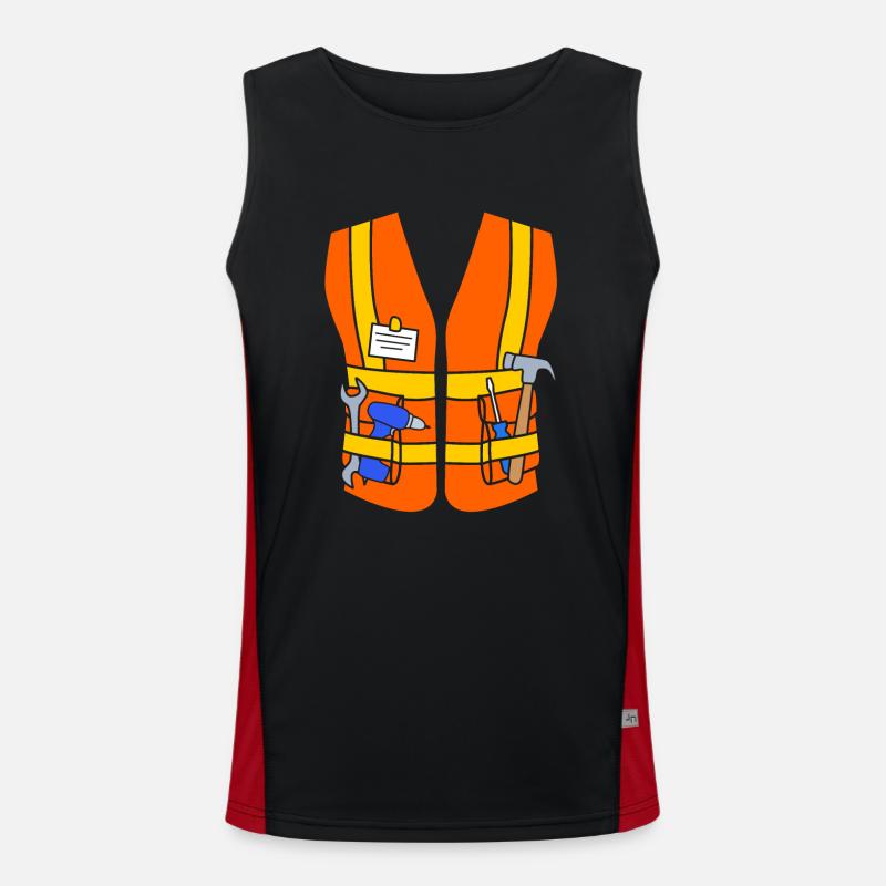 Construction worker construction site - Men's Functional Contrast Tank Top  - black/red