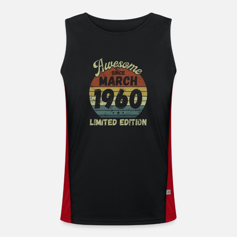 Awesome since March 1960 - Geburtstag Funktionelles Kontrast-Tank Top für Männer 