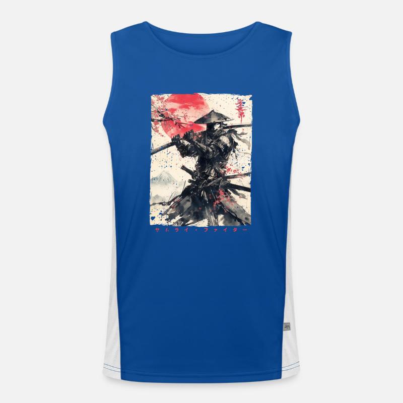 Samurai Fighter - Japanese Ukiyo-e Artwork Men's Functional Contrast Tank Top 
